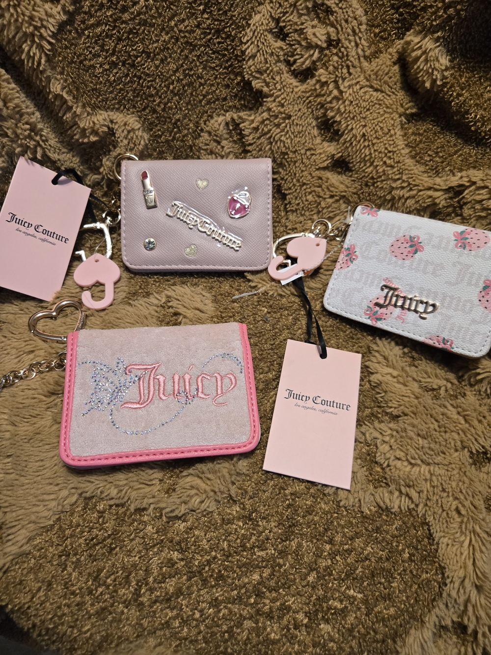 BUNDLE" Juicy Couture Pink and Light Pink  , Fuzzy Card Wallets
